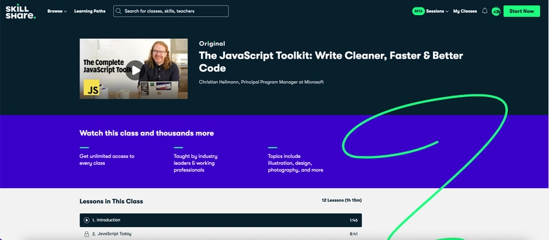 Christian Heilmann 在 Skillshare 开设的 JavaScript 开发课程