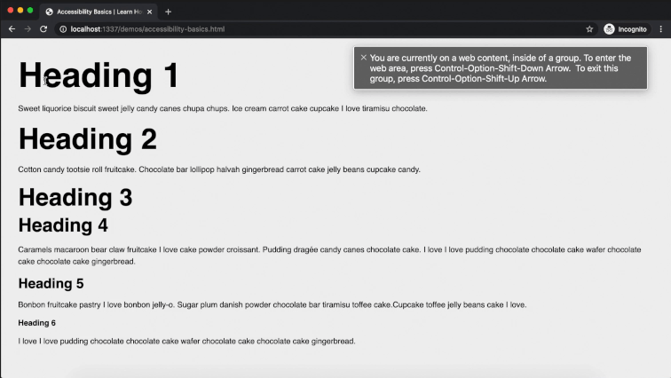 使用 VO 导航文档标题的演示
