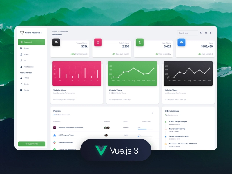 Vue Material Dashboard - 免费 Vue 模板。
