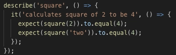 在 JavaScript 版本的测试文件中,当使用字符串调用 string 时,Visual Studio Code 不再显示第 3 行的错误