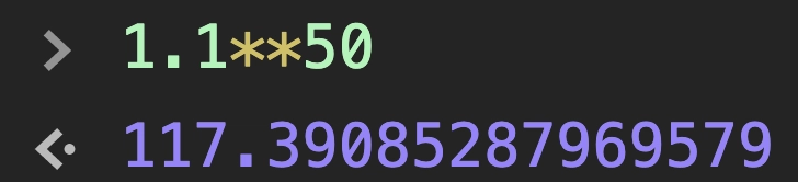 1.1 的 50 次方大于 100!