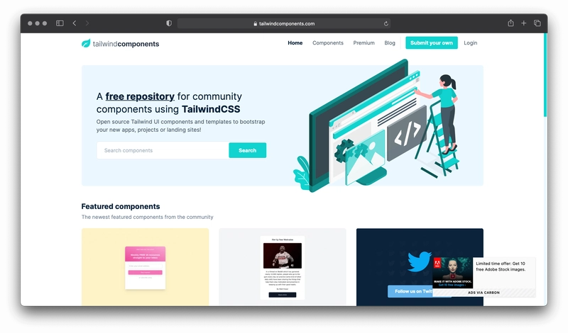 Tailwind Components 网站的屏幕截图