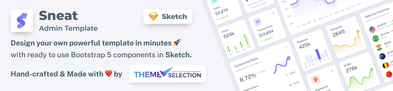 Sneat Sketch 管理仪表板 UI 套件