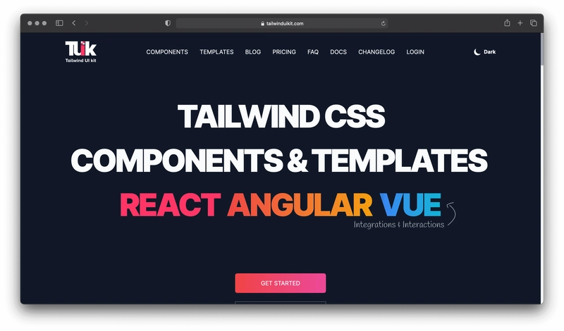 Tailwind UI Kit 网站的屏幕截图