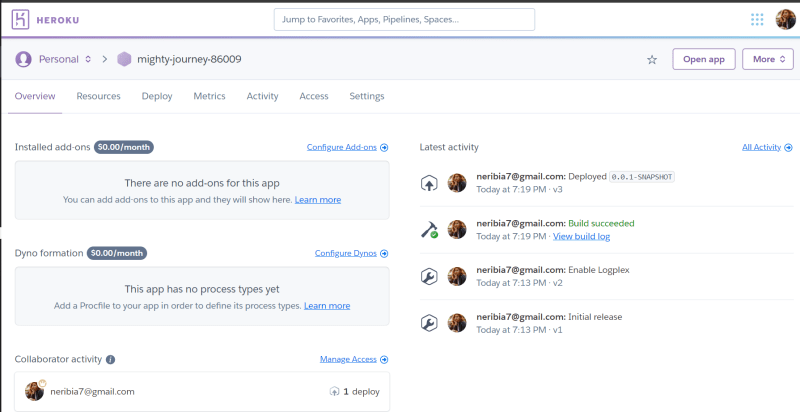 Heroku 仪表板