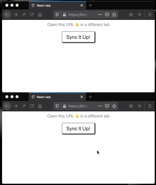 两个浏览器窗口的动画 gif，显示同步计时器