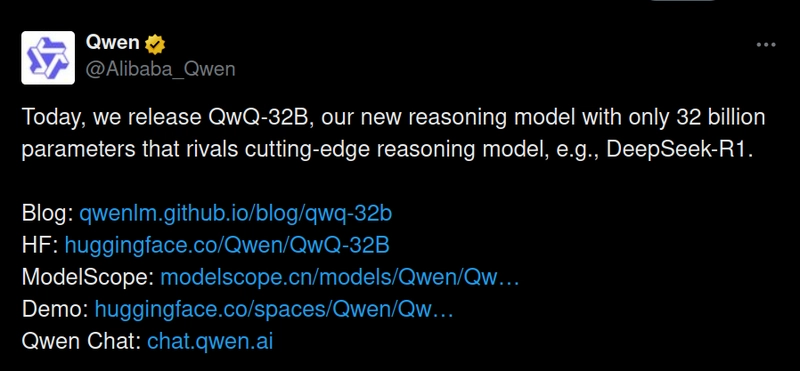 QwQ 32B 型号发布推文