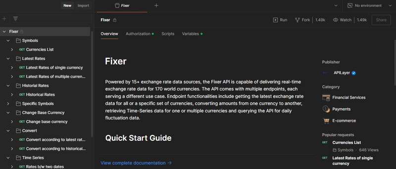 fixer api postman 集合