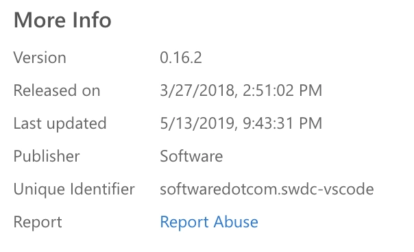 VS Code Marketplace 上的更多信息选项卡