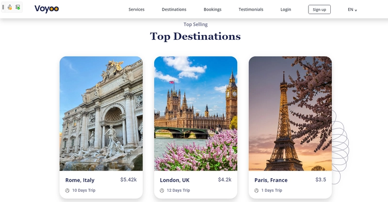 这是一个使用 Uno Platform 构建的现代旅行社登录页面,展示了全宽的首页横幅、目的地卡片和响应式跨平台布局。