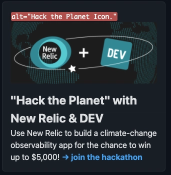 Web Developer 扩展程序已启用，并在 Dev 上显示了“Hack the Planet”公告图片的替代文本。文本内容如下：