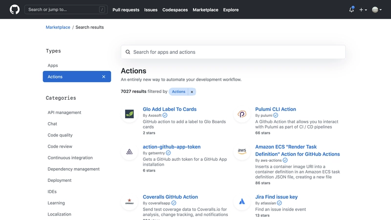 GitHub 市场截图