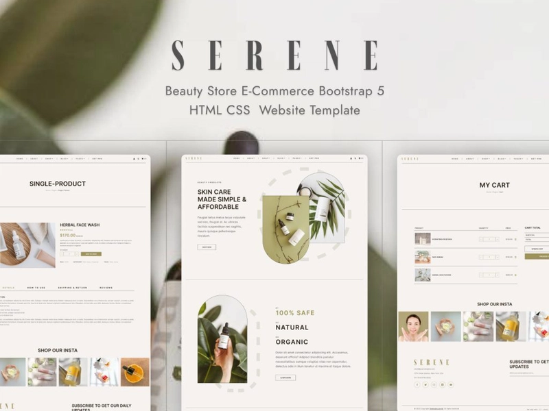 Serene – 美妆商店电子商务 Bootstrap5 HTML CSS 网站模板