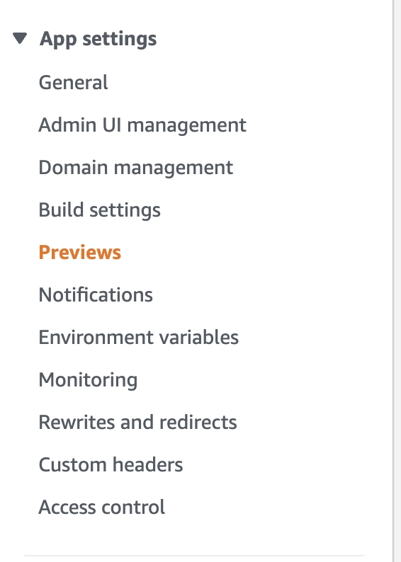 在 AWS Amplify 控制台中启用预览功能