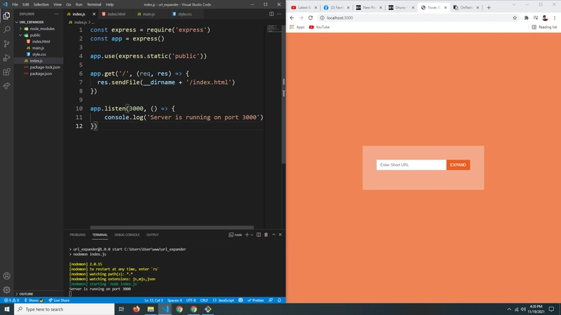 本地主机上的 Nodejs 项目