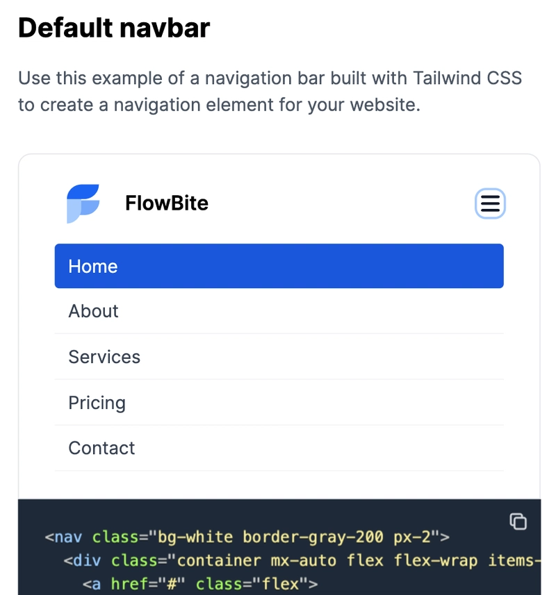 Tailwind CSS 移动导航栏