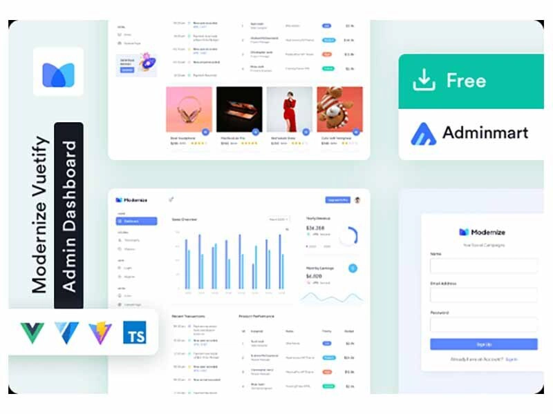 现代化免费 Vuetify - AdminMart 出品的免费 Vue 控制面板