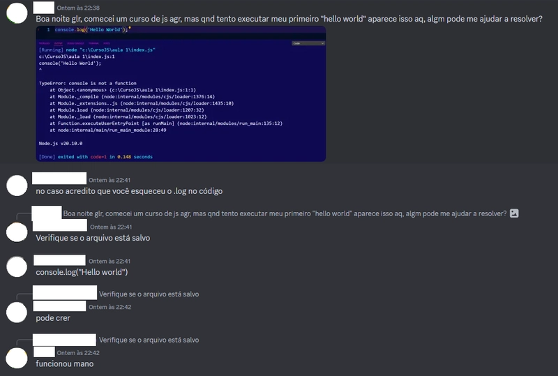 Uma pessoa fazendo uma pergunta bem elaborada e com contexto junto dela tem uma captura de tela com o erro que ela quer ajuda