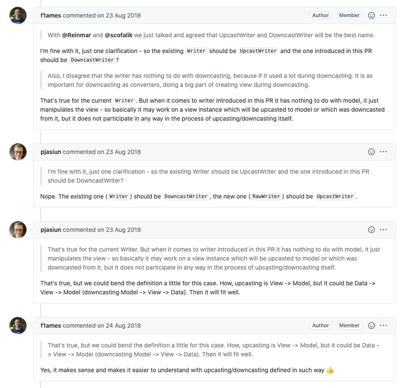 GitHub 上关于代码审查讨论的截图