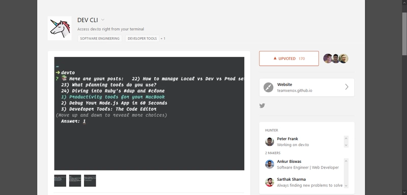 ProductHunt 上的 DEV-CLI