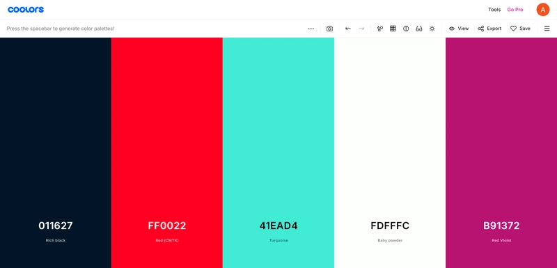 Coolors 调色板生成器