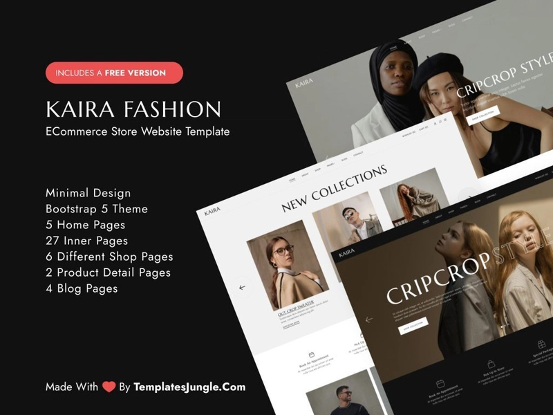 Kaira – Bootstrap 5 时尚商店电子商务 HTML CSS 模板