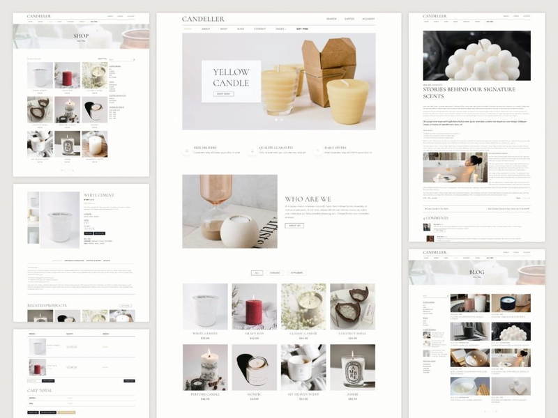 Candeller Candle Shop 免费 HTML 电子商务网站模板封面