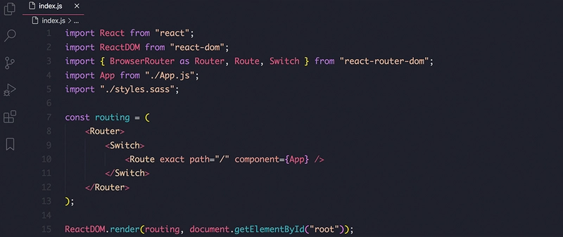 使用 Horizon 主题的 React 代码片段