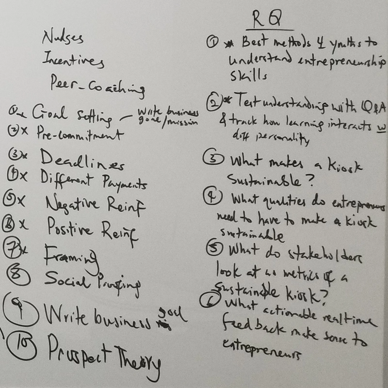 我从 Google Keep 中截取了一张截图,展示了我在集思广益探讨行为心理学中帮助企业家减少拖延倾向的技术时所写的内容。