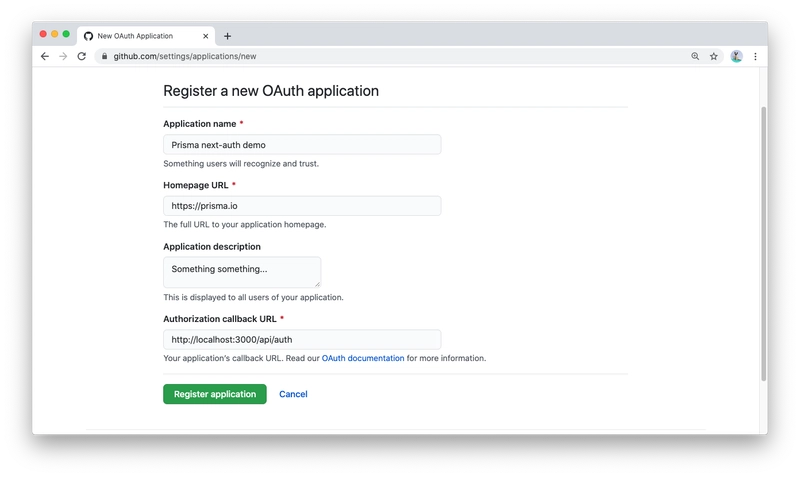注册 OAuth 应用
