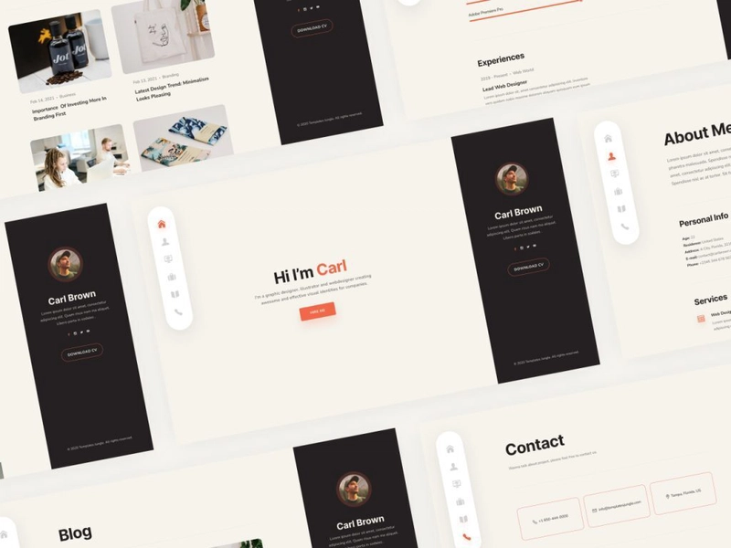 卡尔 – 单页作品集模板 Carl – 免费 Bootstrap 5 HTML CSS 作品集网站模板