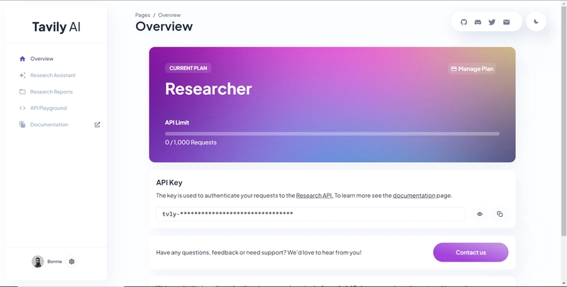 Tavily 搜索 API 密钥