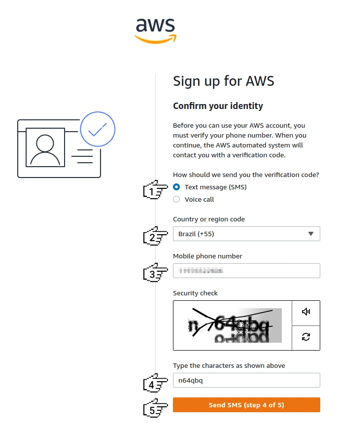 Amazon Cognito - 注册 AWS（第 4 步，共 5 步）
