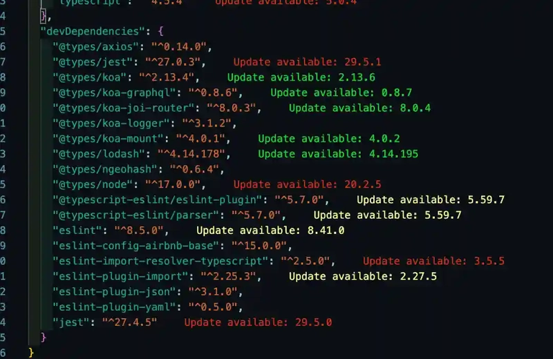 Package Json Upgrade VS Code 扩展