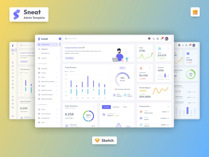 Sneat – Sketch 管理仪表盘 UI 套件