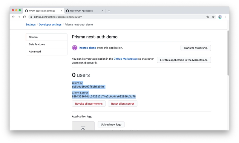 获取 OAuth 客户端 ID 和客户端密钥