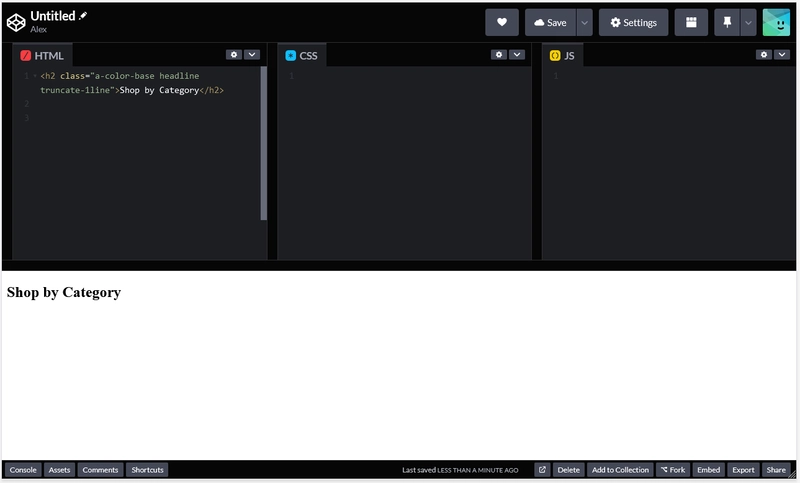 Codepen First HTML