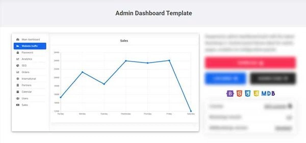 Bootstrap 5 模板 - MDB 管理。
