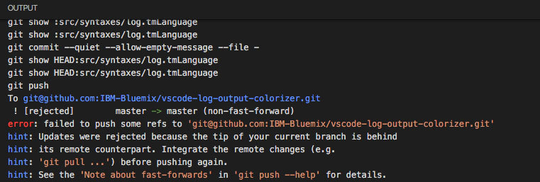 VS Code Git 输出 输出着色器