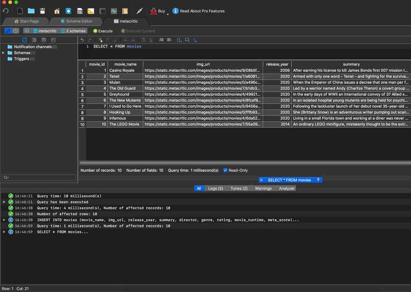 从电影表中选择全部 SQL 查询 https://res.cloudinary.com/d74fh3kw/image/upload/v1601740641/select-all-movies_vqxgrh.jpg