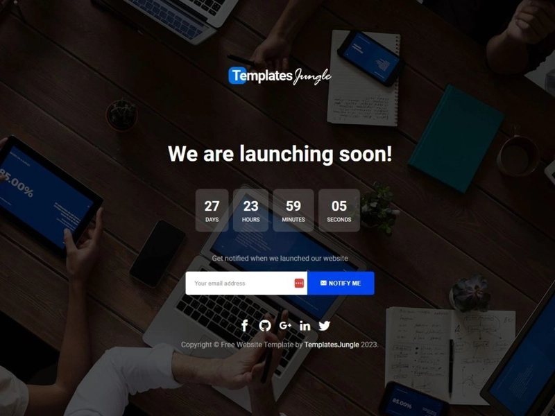 Coming Soon - Free Under Construction Website Template with Countdown