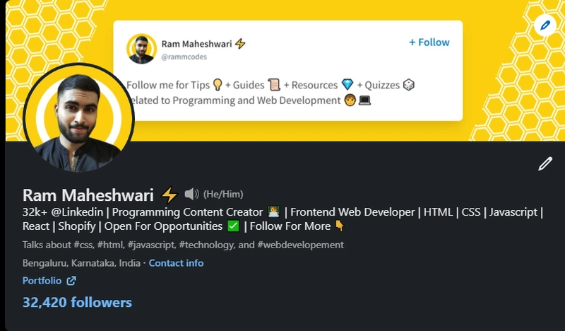 拉姆·马赫什瓦里 (Ram Maheshwari) (@rammcodes) Linkedin