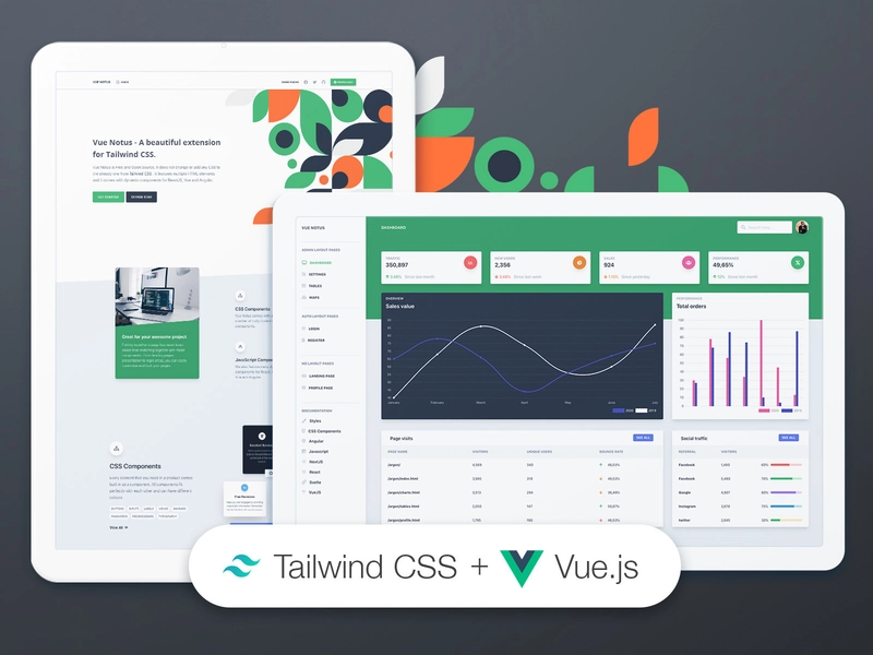Tailwind CSS Vue - 由 Creative-Tim 提供的免费入门套件。