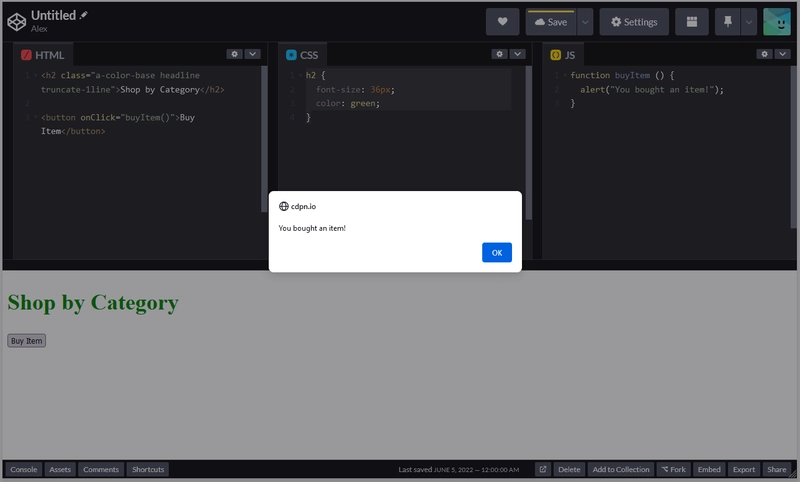 Codepen Javascript