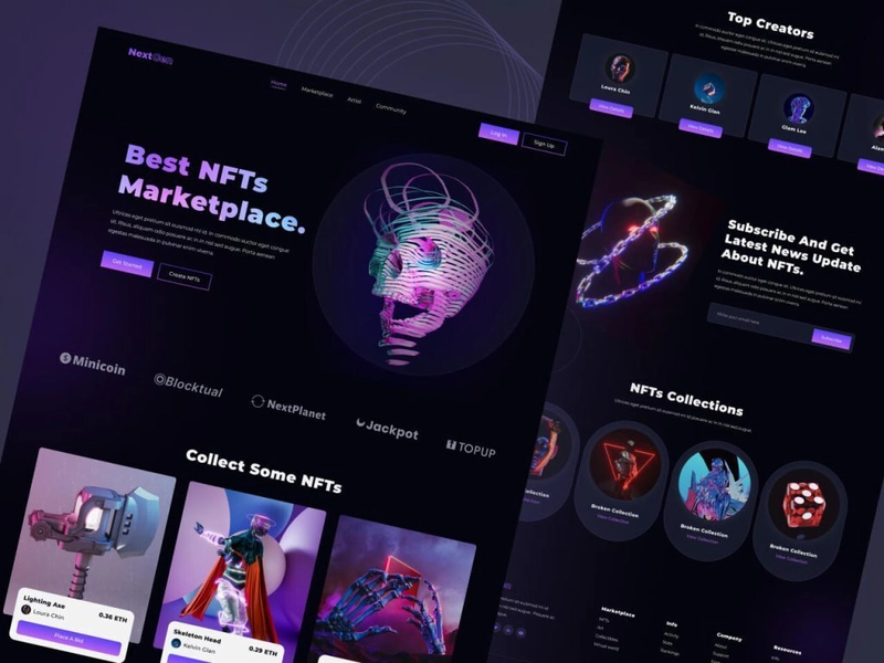 NextGen NFT Marketplace Free Figma Template