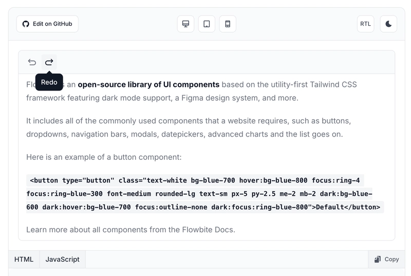 Tailwind CSS 所见即所得撤销重做