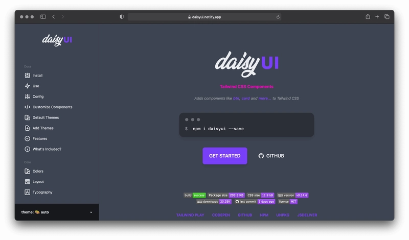 Daisy UI 网站的屏幕截图
