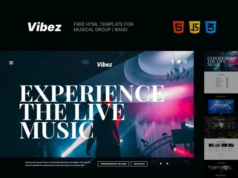 Vibez - Free HTML Template for Musical Group Band