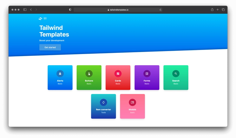 Tailwind Templates 网站的屏幕截图