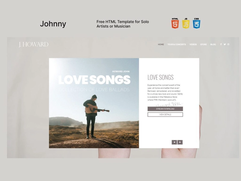 Johnny - Free Solo Artist HTML Website Template